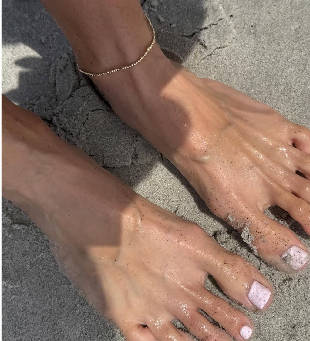 The Goldie anklet - 2mm gold filled beaded stretch anklet