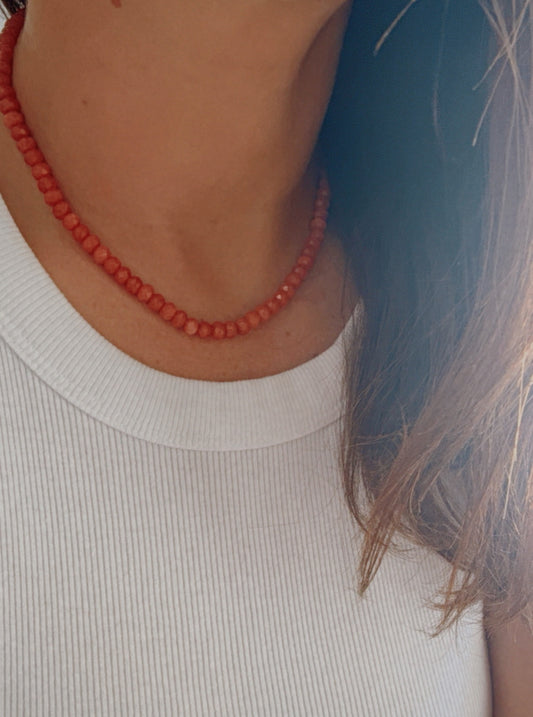 Coral Jade Gemstone Necklace