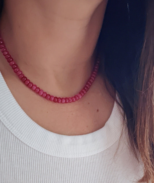 Fucshia Jade Gemstone Necklace