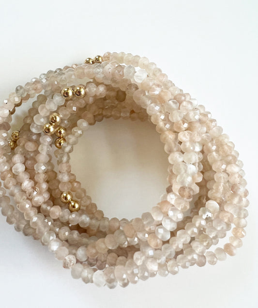 Peach Moonstone Beaded Bracelet