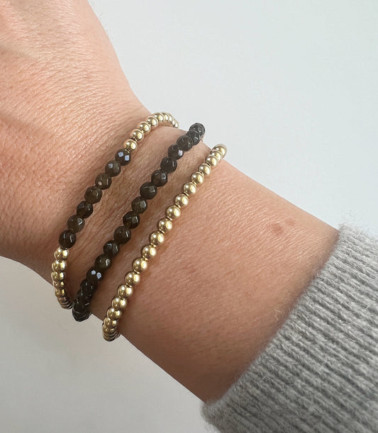 Golden Obsidian Gemstone Bracelet Stack Set