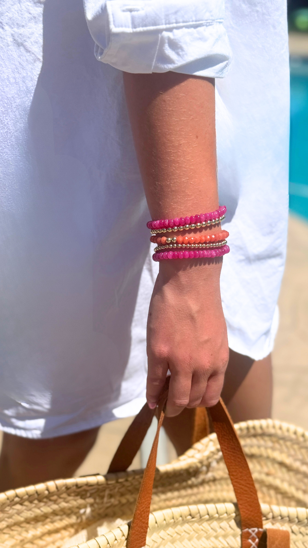 Fuschia Jade Gemstone Bracelet