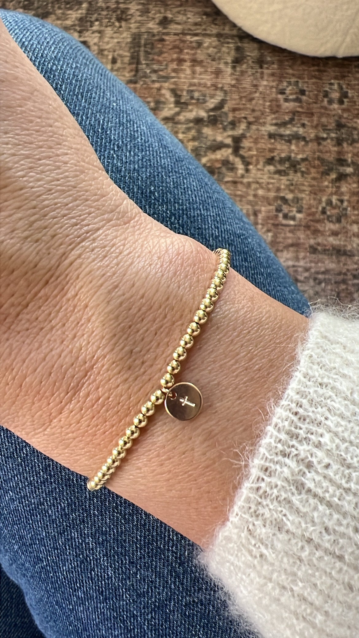 3mm Goldie Bracelet + Hand Stamped Charm