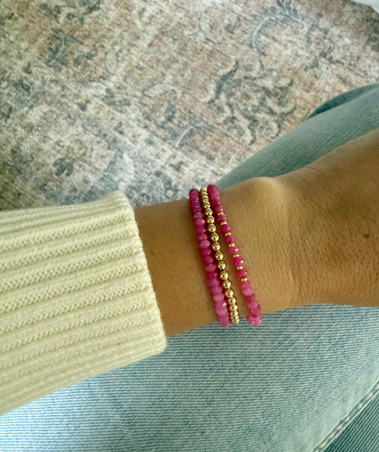Magenta Jade Gemstone Stack Set