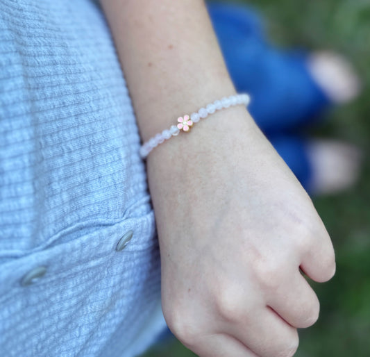 Pink Daisy Gemstone Bracelet
