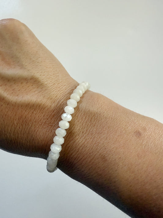 White Moonstone Gemstone Bracelet