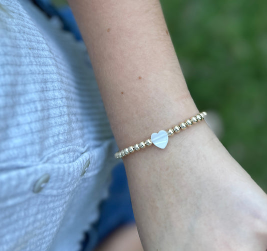 Mother of Pearl Heart Bracelet