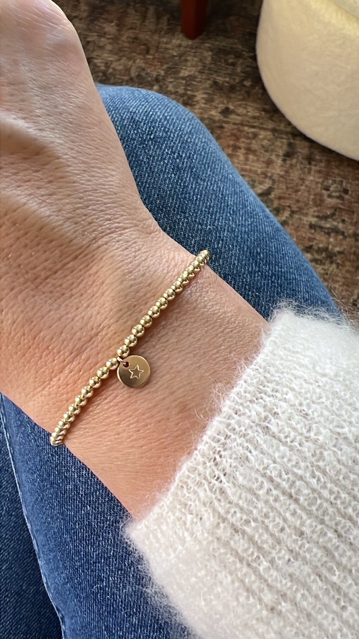 3mm Goldie Bracelet + Hand Stamped Charm