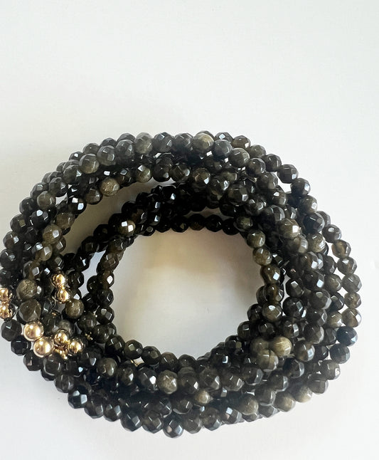 Golden Obsidian Gemstone Beaded Bracelet
