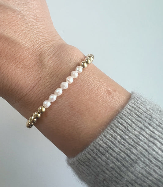 Pearls + Gold Beaded Bracelet