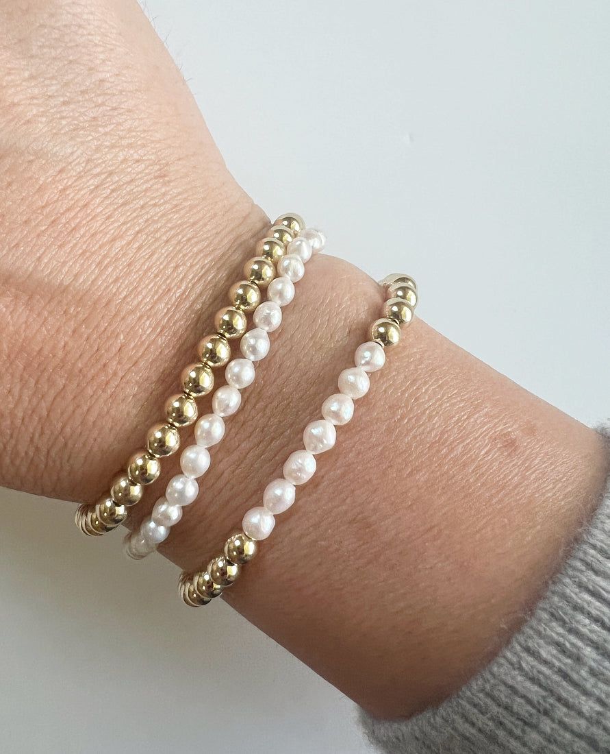 4mm Fresh Water Pearl Bracelet Stack Set