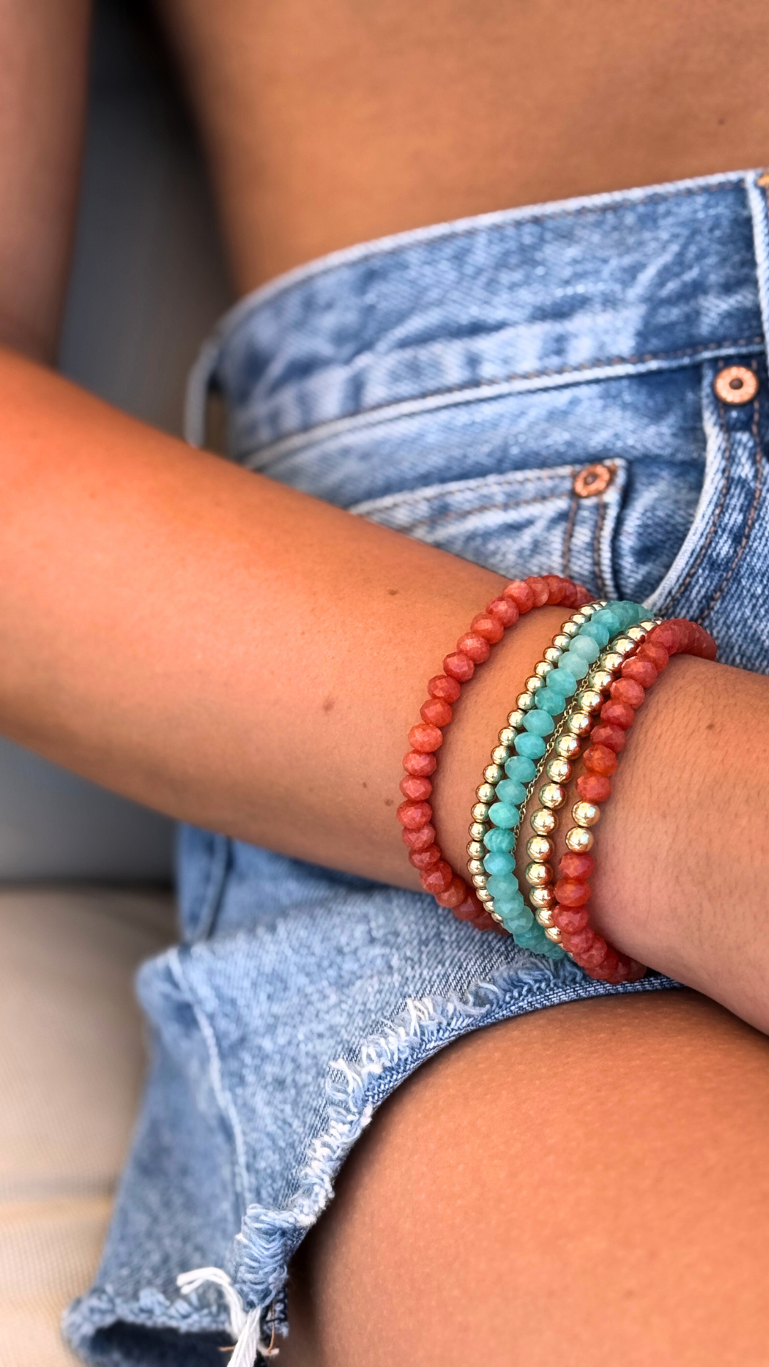 Coral Jade Gemstone Bracelet