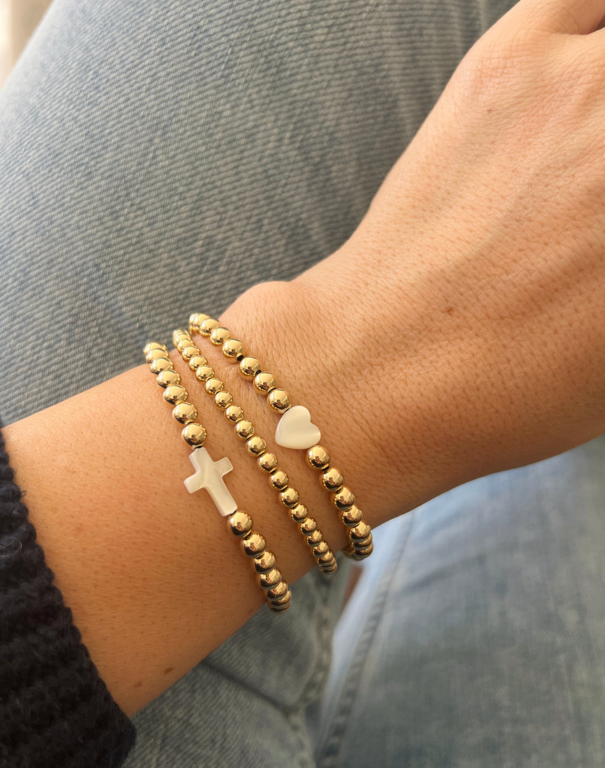 Mother of Pearl Cross Gold Filled Bracelet